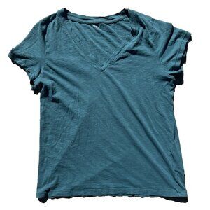 Madewell Teal Blue Women’s V Neck Relaxed Tee T Shirt Size L